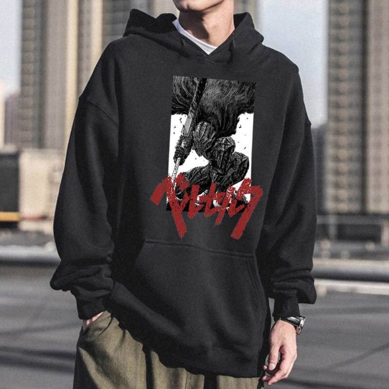 Áo Hoodie Nam Tay Dài In Hình Manga Berserk Guts Cá Tính