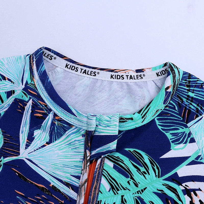 Áo liền quần MANVIN BABY làm từ cotton 100% tay ngắn phối dây kéo dễ thương cho bé