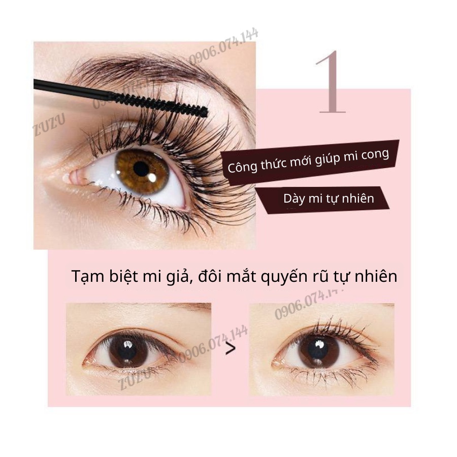 Mascara, chuốt mi 3D trang điểm mắt chống nước lâu trôi giúp lông mi cong và đều ZUZU