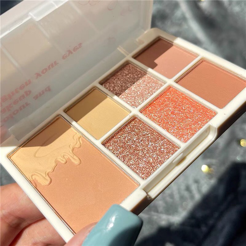 Bảng phấn mắt hạt dẻ 7 màu XIXI kiêm bắt sáng phấn má tạo khối nhũ kira Soft Glow Seven-color Eyeshadow Palette XIXI27 | BigBuy360 - bigbuy360.vn