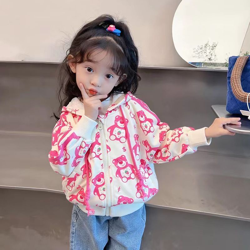 Áo Khoác Cardigan Có Mũ Trùm Đầu Tay Dài Hình Gấu Mùa Thu Hàng Có Sẵn Mới