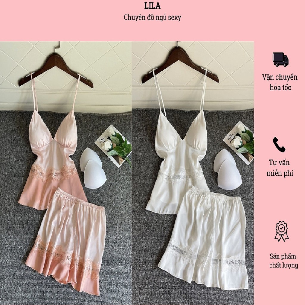 Set quần áo vải lụa mặc ở nhà gồm áo+ quần lịch sự, kín đáo thoải mái dễ chịu trơn không họa tiết 2 màu