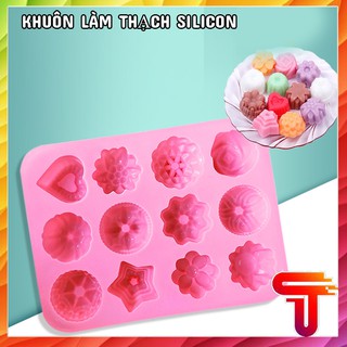 Khay silicone 12 lỗ làm bánh thạch rau câu socola kẹo socola hình hoa
