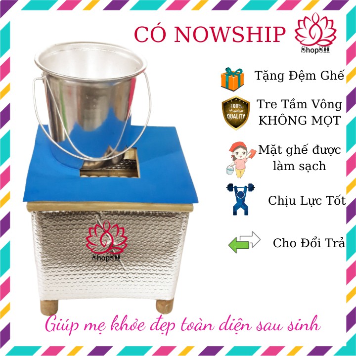 Ghế Xông Cửa Mình Bằng Tre Bọc Cách Nhiệt - Tặng Đệm Ghế