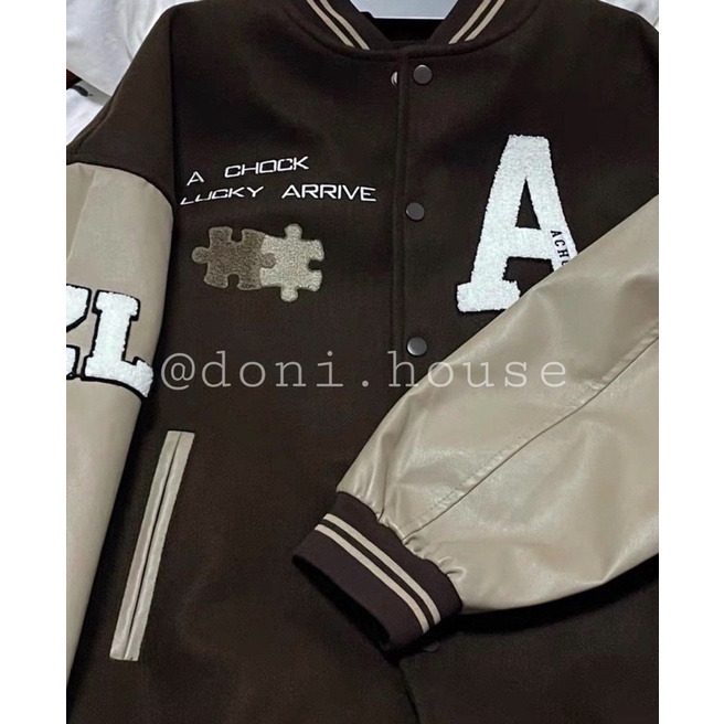 Áo khoác varsity nâu