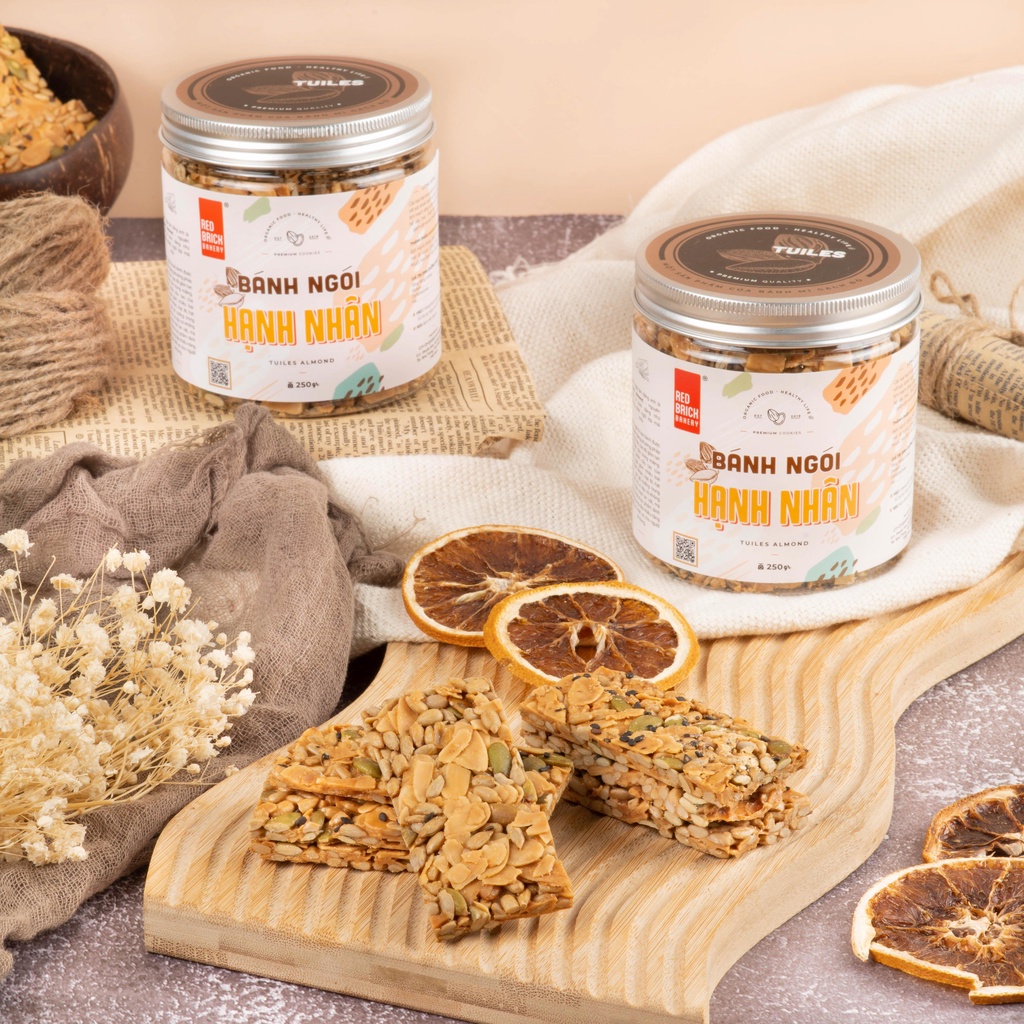 Bánh Ngói Hạnh Nhân 250g Không Đường Không Tinh Bột 100% Từ Hạt Chuẩn Healthy Dinh Dưỡng