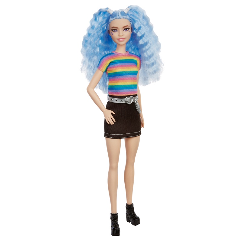 Đồ Chơi BARBIE Búp Bê Thời Trang Barbie - Rainbow Striped Top / Black Skirt GRB61/FBR37