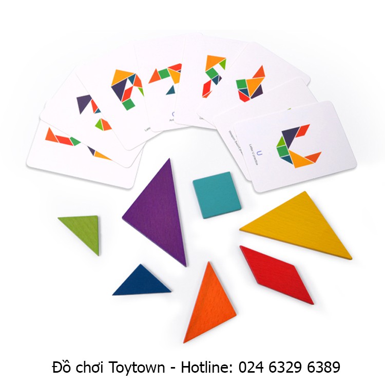 Bộ xếp hình gỗ thông minh Tangram Mideer 7 miếng - 100 bài toán lắp ghép