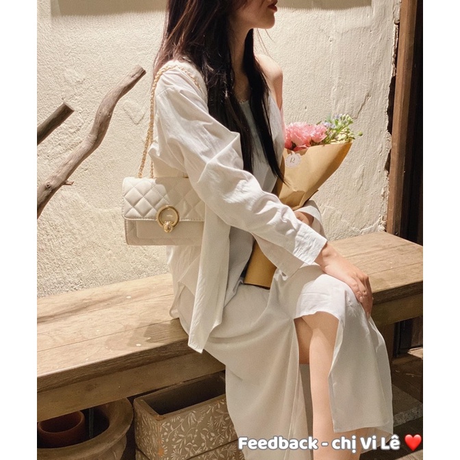 Túi xách nữ đeo chéo kẹp nách đi tiệc đi chơi sang chảnh hàng loại 1 trần ô khóa tròn Lucie Bag CS1102