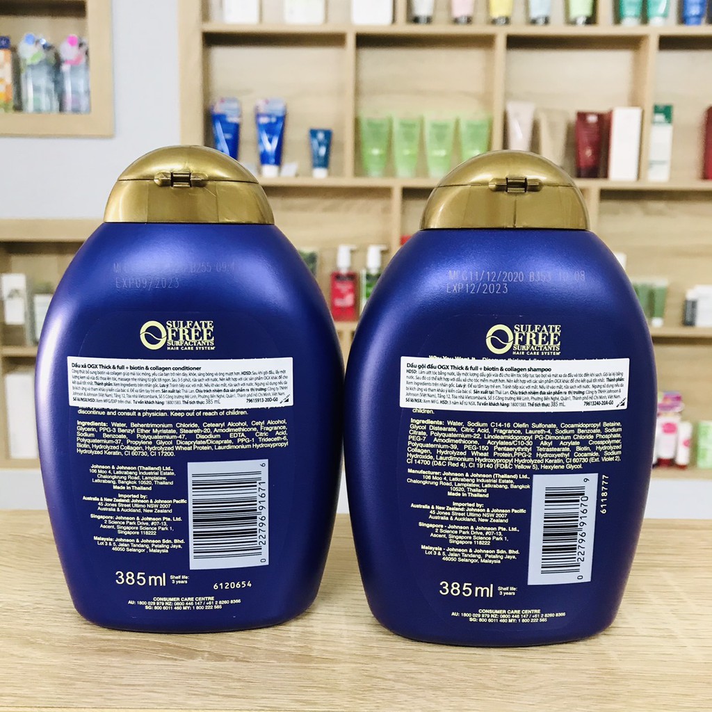 Dầu gội xả OGX Thick &amp; full + biotin &amp; collagen 385ml