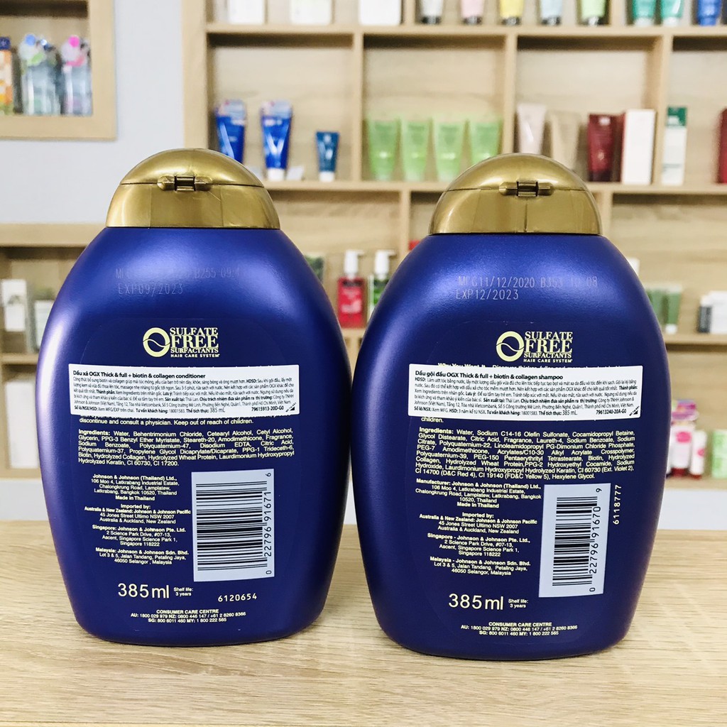 Dầu gội xả OGX Thick &amp; full + biotin &amp; collagen 385ml