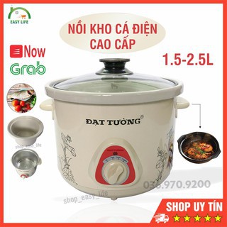 Nồi kho cá lòng sứ trắng ĐẠT TƯỜNG 1,5-2,5L -Nồi hần chậm-nấu cháo -đa năng