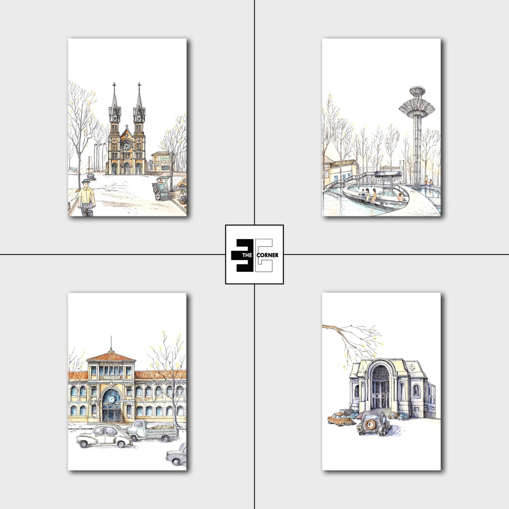 Tranh canvas treo trường trang trí chủ đề Sài Gòn / Tranh khung gỗ decor phòng khách, phòng ngủ - SG1