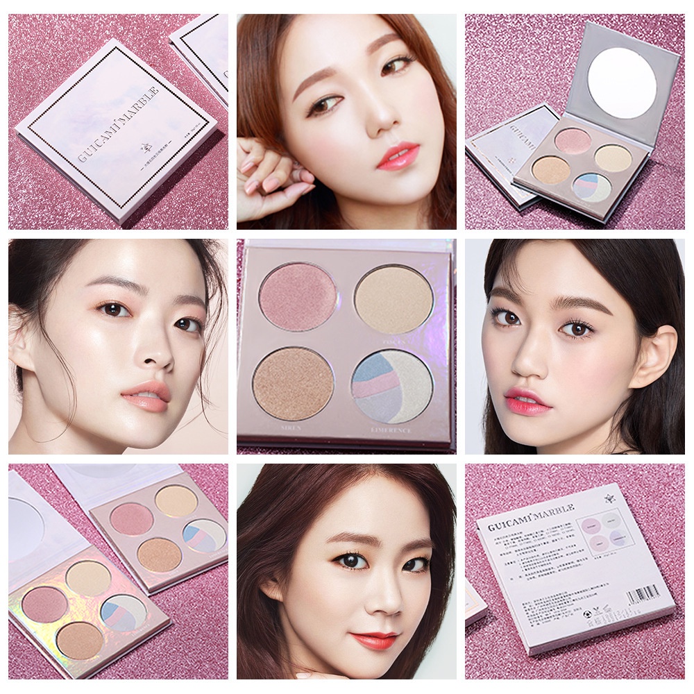 Phấn bắt sáng 4 Màu Guicami ánh nhũ lấp lánh chất mềm mịn tiện dụng cho mũi và cơ thể