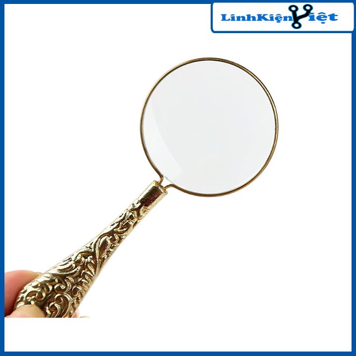 Kính lúp quang học cầm tay HD 18155-6 kim loại, hoa văn đẹp dùng để đọc, sửa chữa điện tử