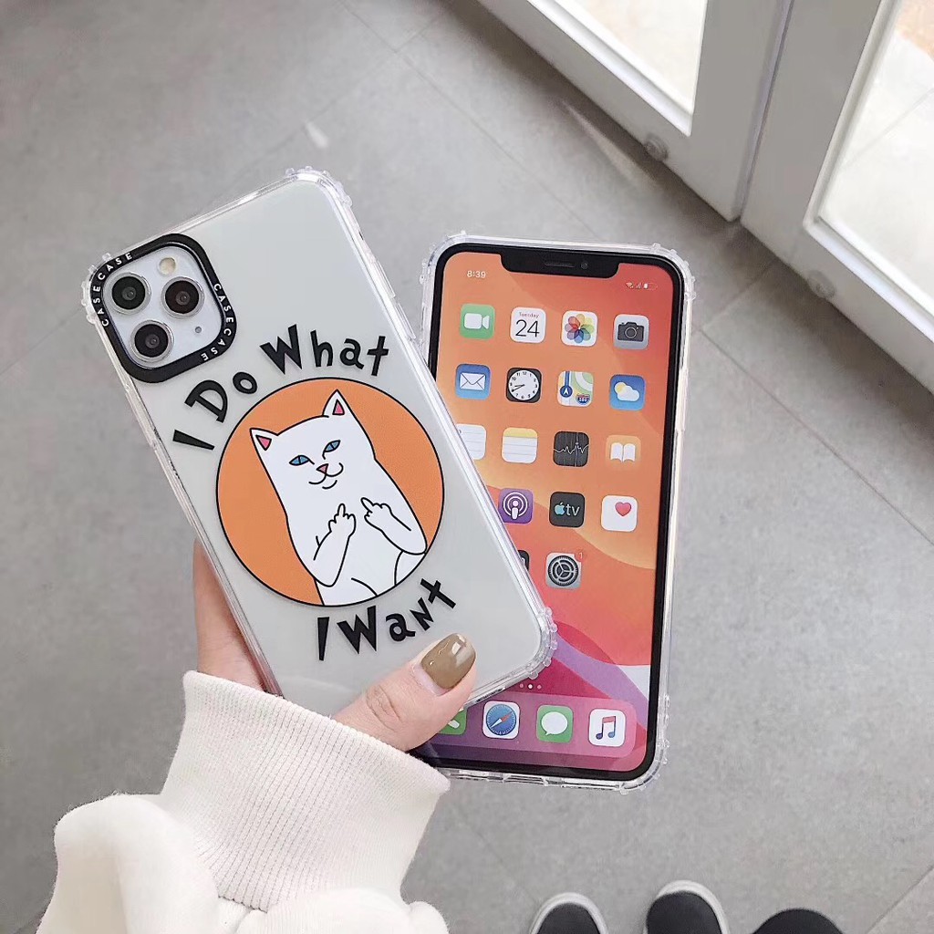 Ốp điện thoại TPU dẻo hình hoạt hình chú mèo nền trong suốt dễ thương cho IPHONE11 11PRO 11PROMAX 7PLUS 8PLUS | BigBuy360 - bigbuy360.vn