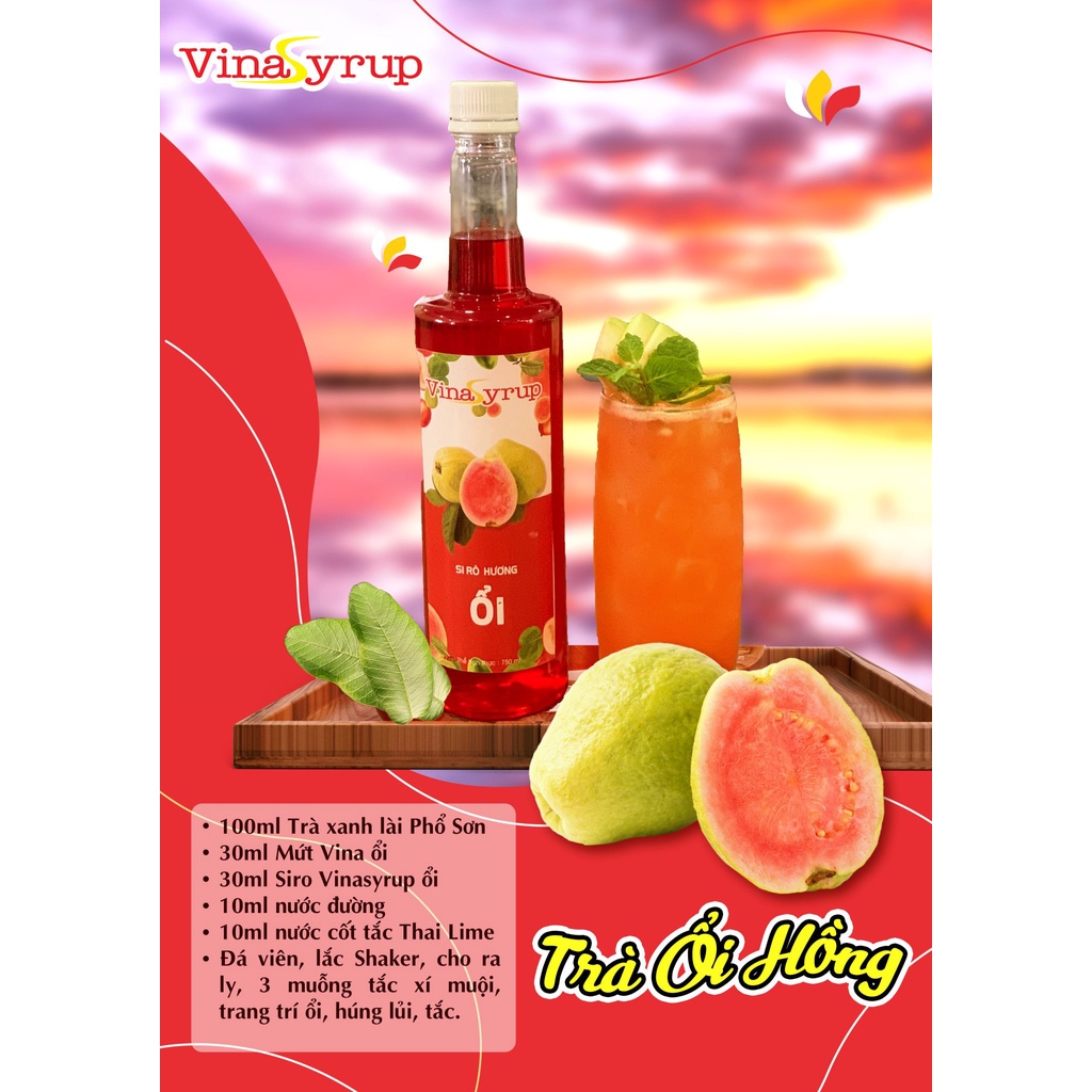 Siro VinaSyrup Chai 750ml - Syrup Làm Trà Đào Trà Trái Cây Đủ Các Mùi Vị