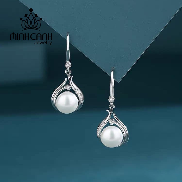 Bông Tai Bạc Dạng Móc Câu Đính Hột To - Minh Canh Jewelry