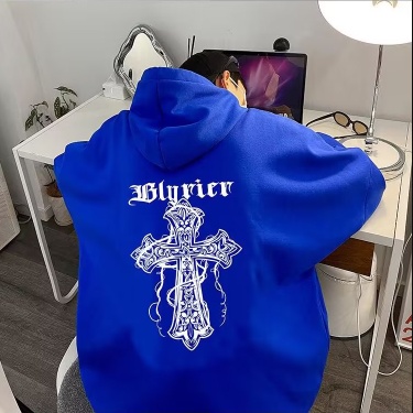 Áo khoác hoodie dài tay dáng rộng in chữ thập thời trang đường phố mỹ cá tính dành cho nam nỉ siêu rẻ phù hợp nam nữ