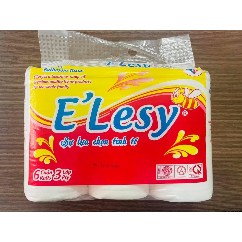 {E'LESY} Giấy Vệ Sinh 6 Cuộn Elesy Có Lõi Và Không Lõi Siêu Dai Siêu Mịn Chính Hãng