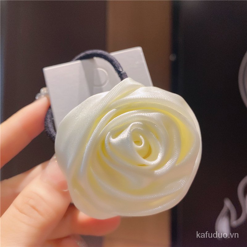 Dây buộc tóc co giãn/ kẹp tóc hình hoa trà mùa hè mới dành cho nữ