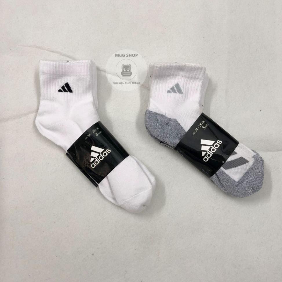 Tất Vớ ADIDAS Thể Thao Trắng Đen Vải Dệt Kim Cổ Trung - Đá Bóng Đi Tập Đi Chơi
