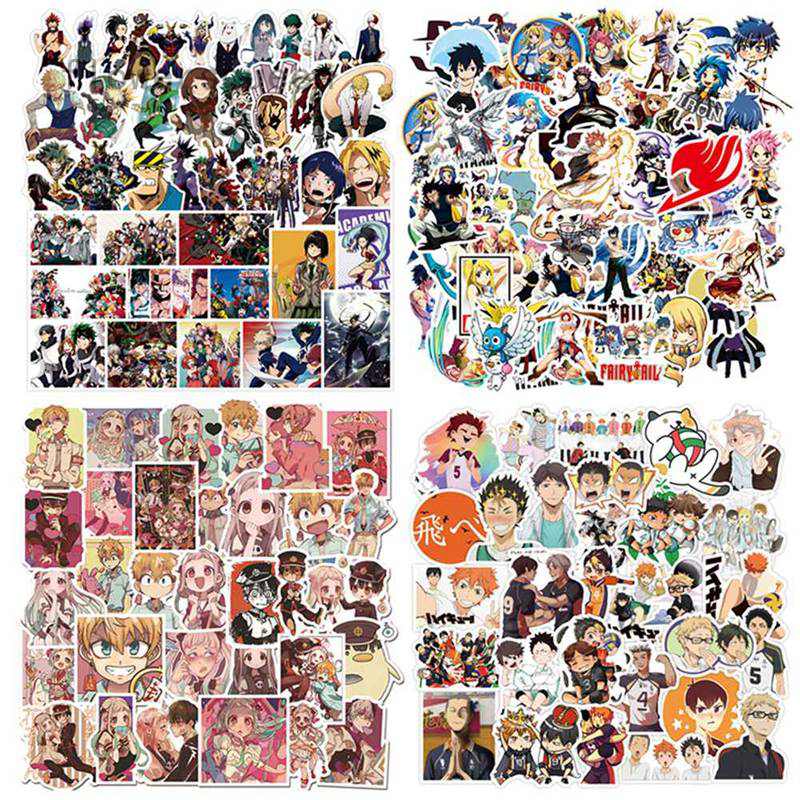 Set 50 sticker dán trang trí thủ công hình nhân vật anime Haikyuu