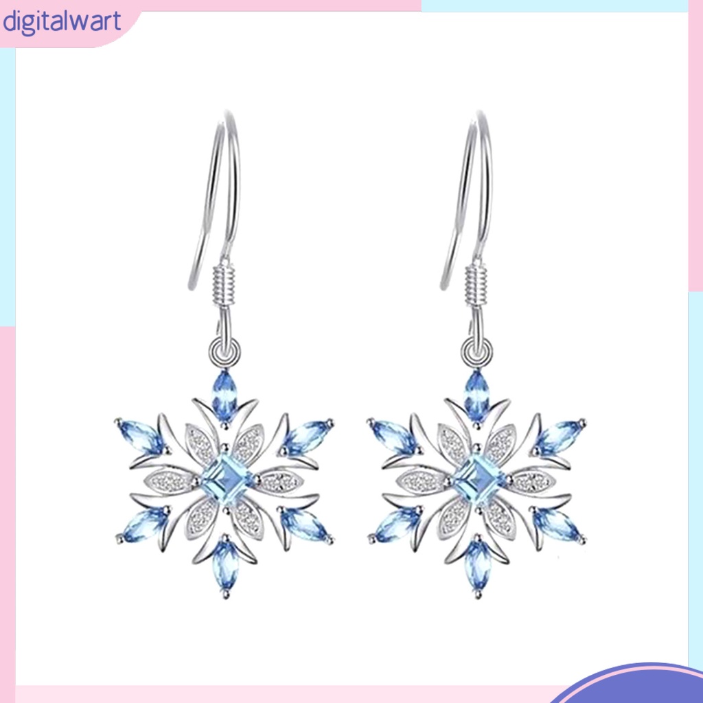 Đôi bông tai dáng rơi họa tiết bông tuyết đính đá thời trang cho nữ