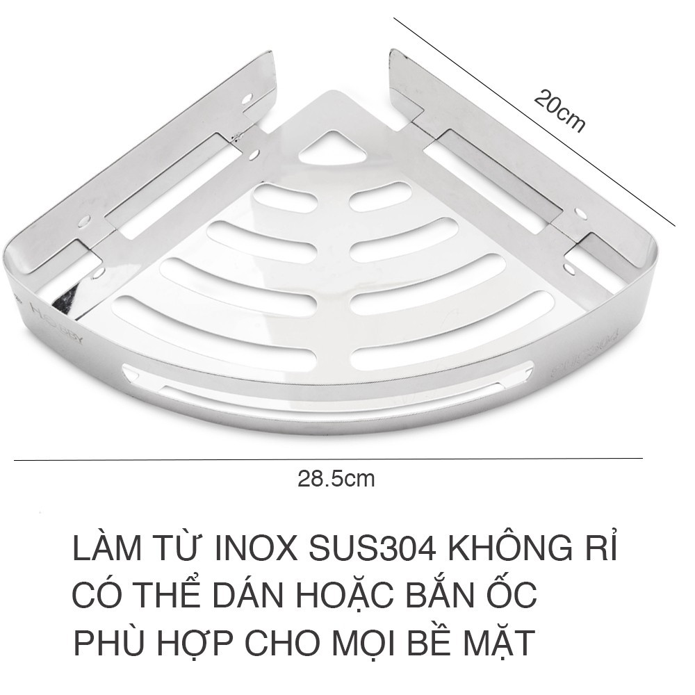 Kệ góc Inox 304 dán tường gạch men HOBBY Home Decor KG1 - không rỉ sét - kèm keo dán siêu dính