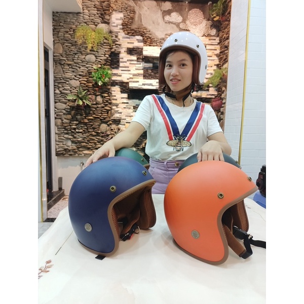 Mũ Bảo Hiểm Phượt 3/4 Lót Màu Cao Cấp