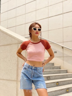 Áo Croptop Raglan Basic ( Ảnh Thật )