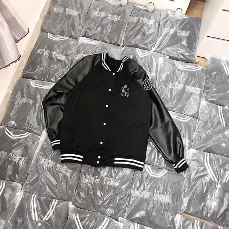 Áo bomber phối da