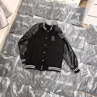 Áo bomber phối da