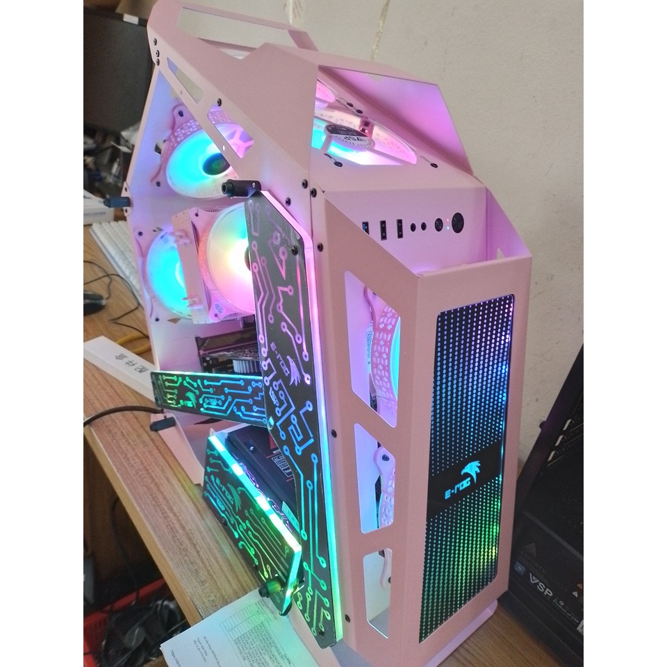 VỎ CASE TRANSFORMER VSP ESPORT REPUBLIC OF GAMERS ES8 + 6 fan led RGB - Black Pink White