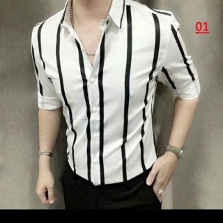Áo sơ mi nam kẻ sọc đen trắng