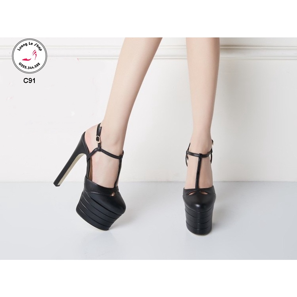 ORDER Giày cao gót 15cm da lì đế kép hàng cao cấp 4 màu đen bạc da xanh ms c91
