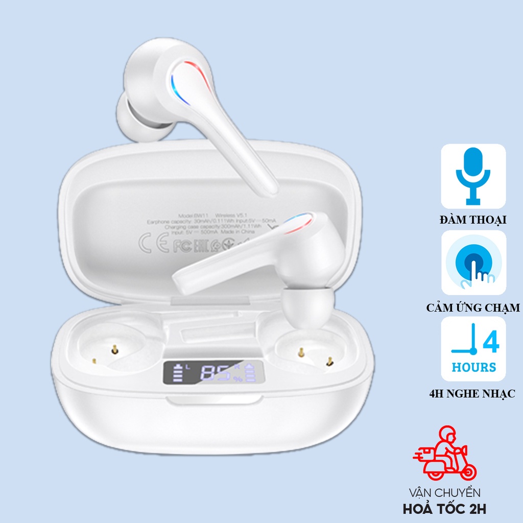 Tai nghe không dây bluetooth TWS Borofone BW11 nghe nhạc liên tục 4h, cảm ứng chạm, hỗ trợ đàm thoại