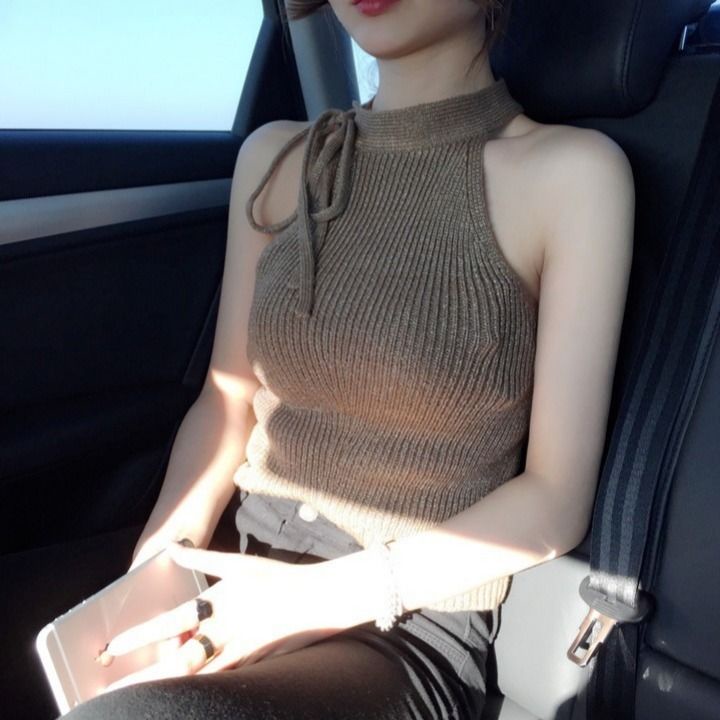Áo Hai Dây Dệt Kim Hở Vai Quyến Rũ Thời Trang Cho Nữ