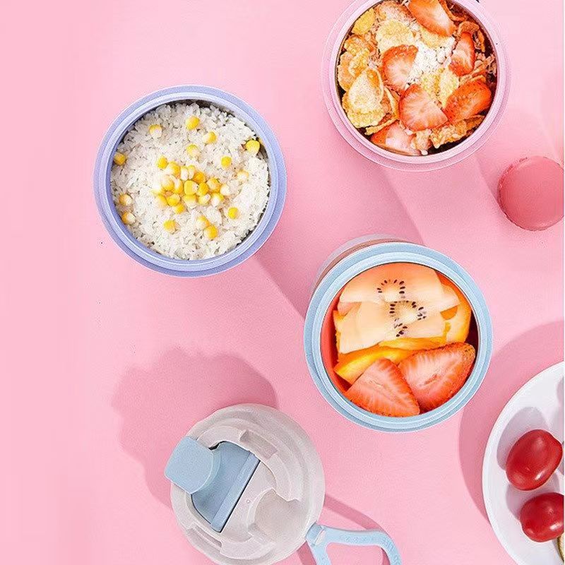 Cốc Đựng Canh Lúa Mạch An Toàn Vệ Sinh, Giữ Nhiệt Tốt Xinh Xắn Dung Tích 500ml Tiện Lợi Tặng Kèm Thìa