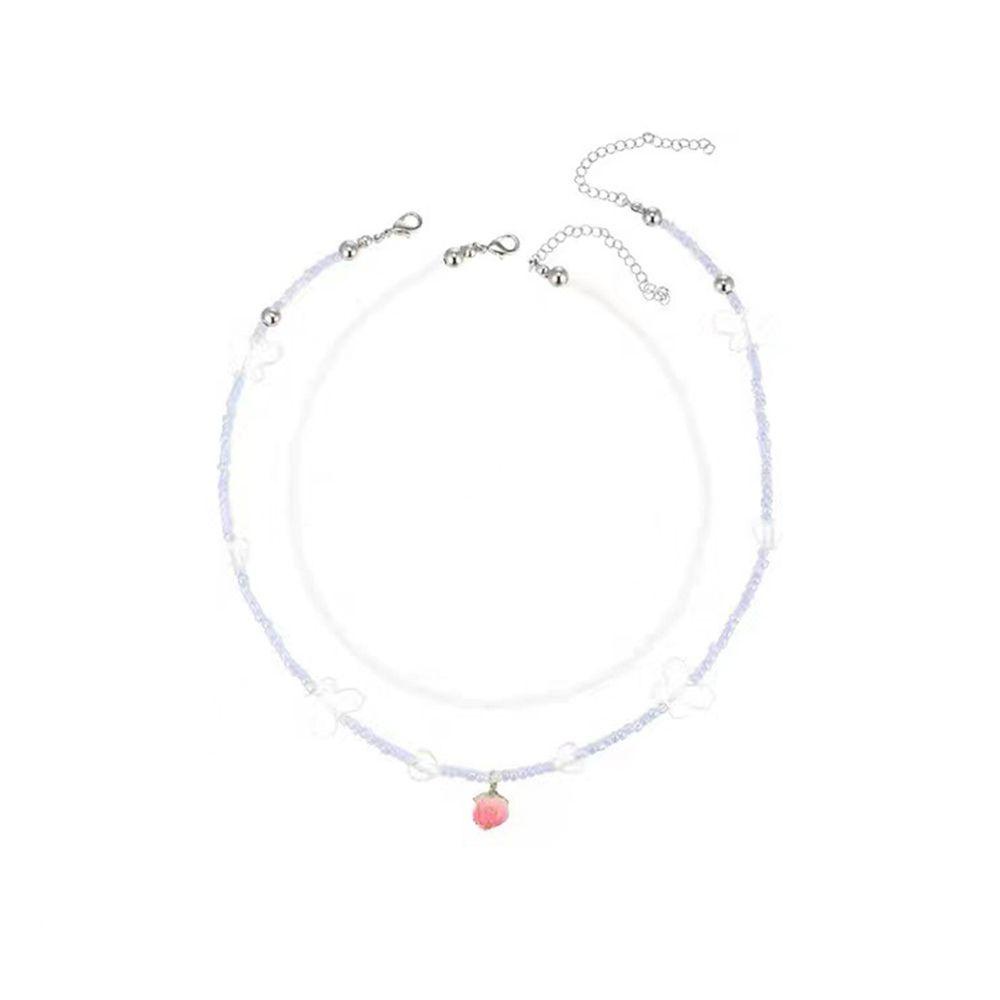 AROMA Vòng cổ Hai Lớp Bằng Nhựa Resin Mặt Bướm Đơn Giản Độc Đáo Y2K