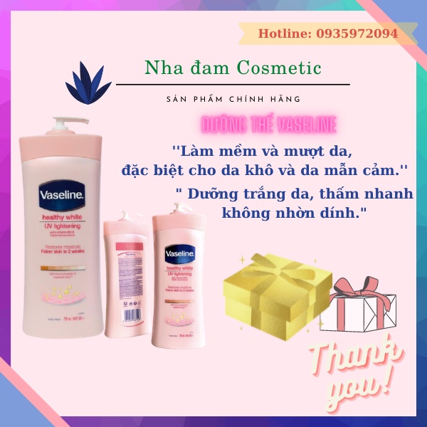 Sữa Dưỡng Thể VASELINE Heathy White Cân Bằng Độ Ẩm - Mịn & Sáng Da 725ml