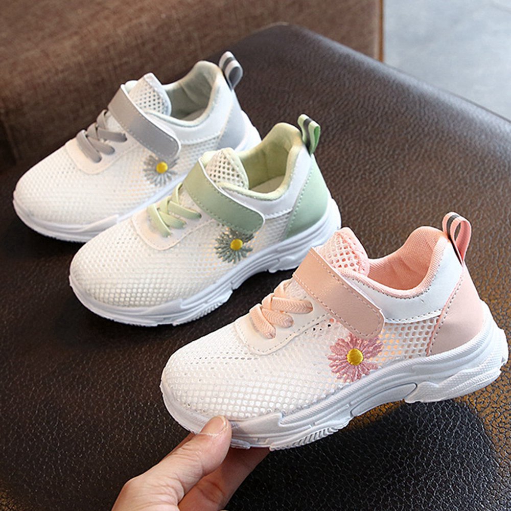 1-12 Years Fashion Daisy Infant Toddler Sport Running Shoes for Kids Girls Sneakers Pink Net Shoes Size 22-33