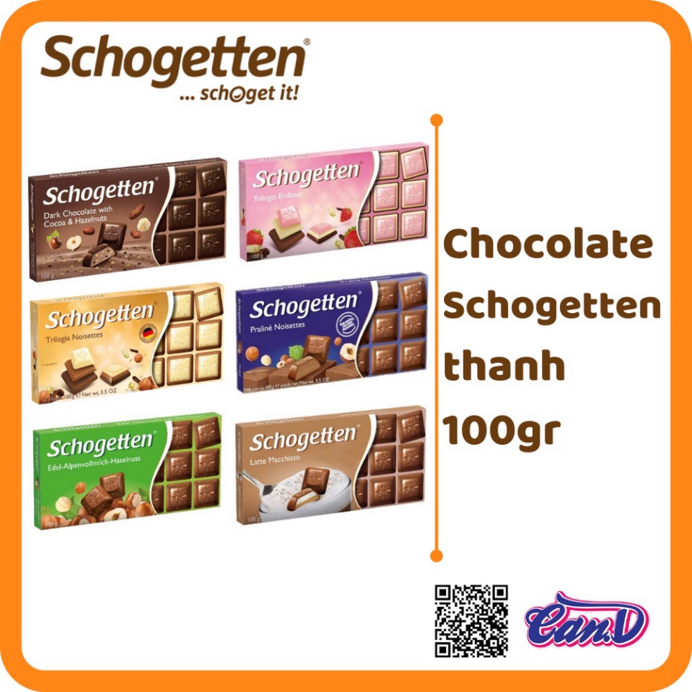 (12 vị) Chocolate Schogetten thanh 33gr & 100gr [Sale Toàn Shop]