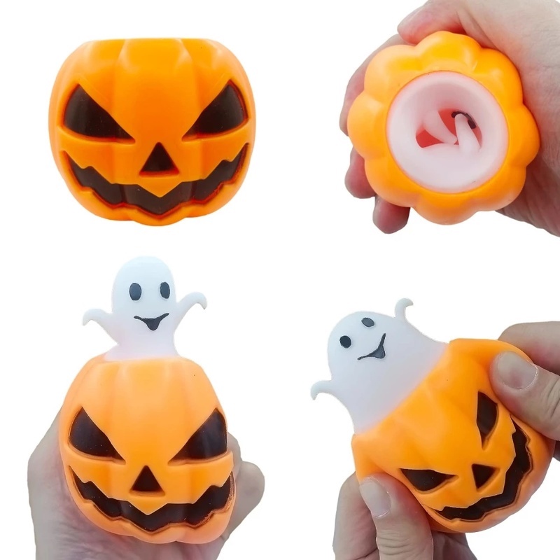 Đồ Chơi Nắn Bóp Hình Quả Bí Ngô Halloween Dễ Thương Vui Nhộn Giảm Căng Thẳng