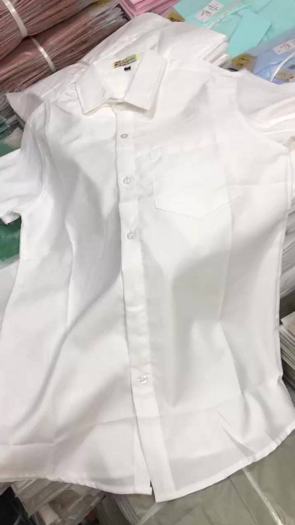 Áo sơ mi trắng nữ tay ngắn có túi kate lụa Hàn không nhăn | BigBuy360 - bigbuy360.vn
