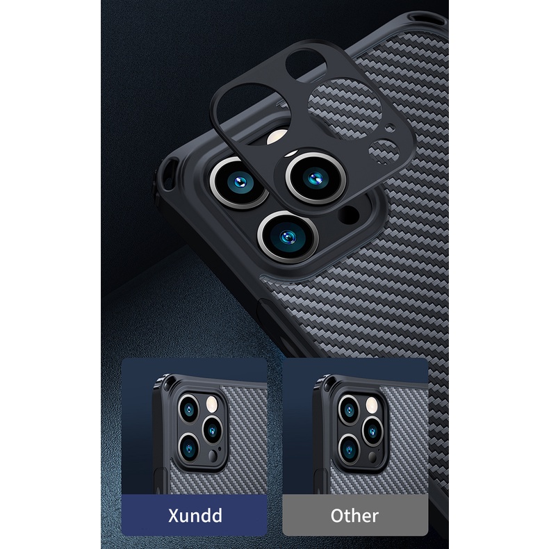 Ốp lưng XUNDD iPhone 13/ 13 Pro/ Max/ 12/ 12 Pro/ Max/ 11/ 11 Pro/ Max, Chống shock. Lưng carbon