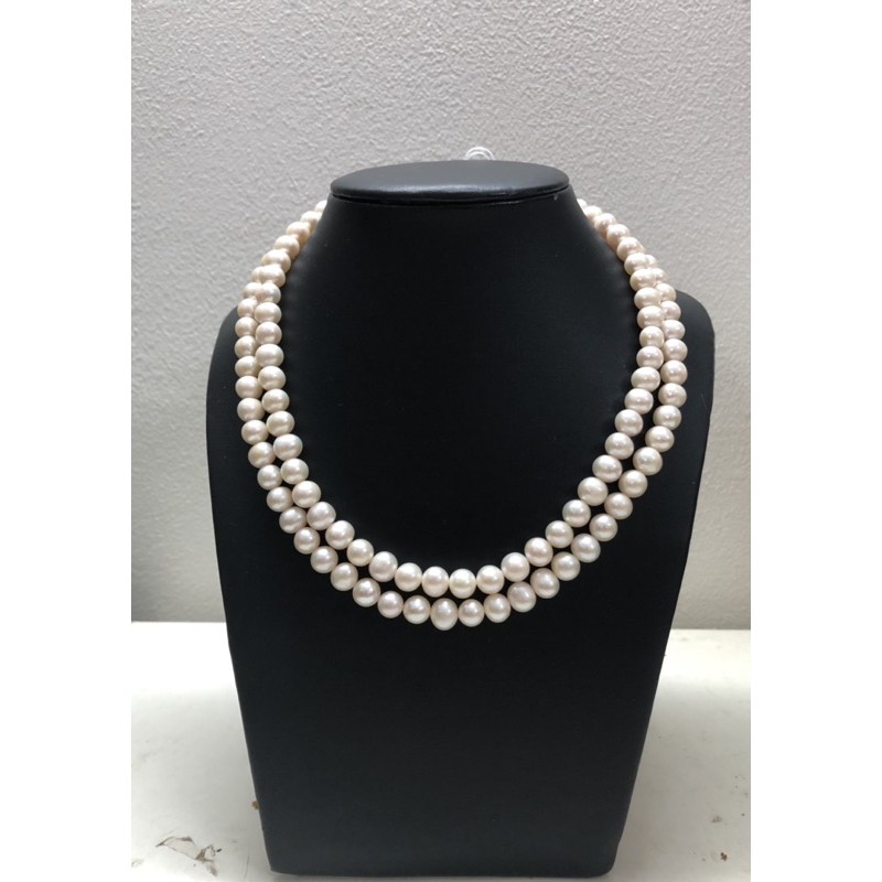 Vòng cổ hạt đôi 8 ly hai tầng