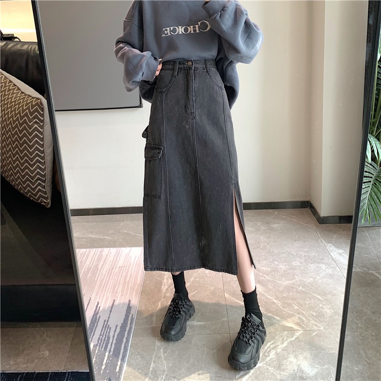 [SẴN] Chân váy jean dài Ulzzang Quảng Châu VJD17