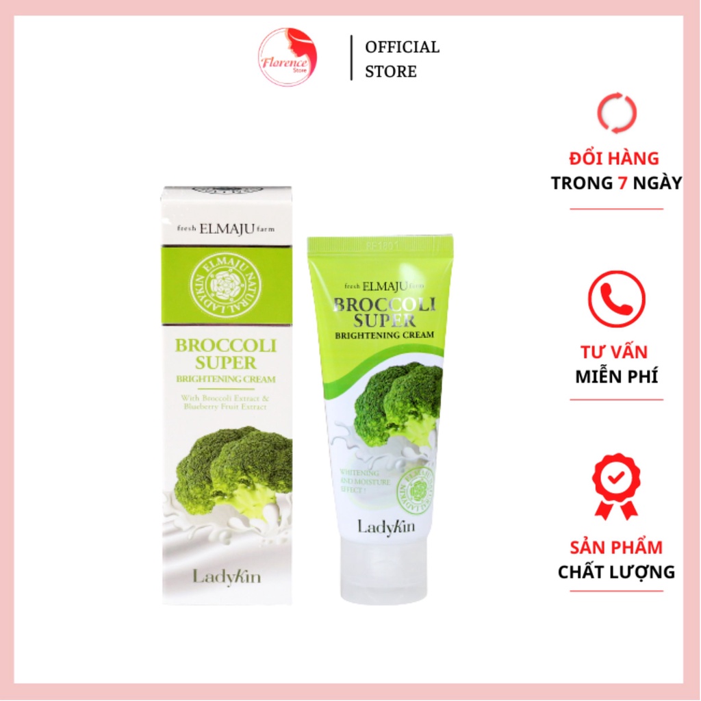 Kem dưỡng trắng da nâng tone Bông Cải Xanh Ladykin 60ml