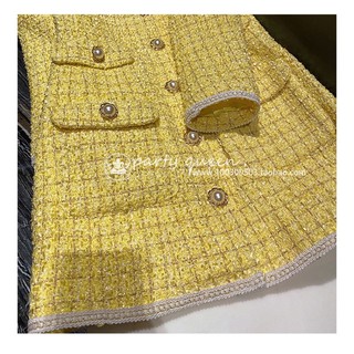 VÁY DẠ TWEED VÀNG CAO CẤP